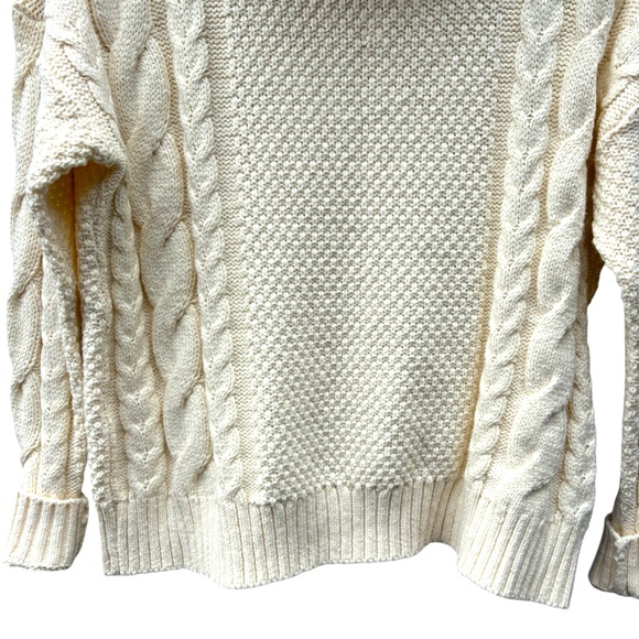 Madewell Women’s XXS Capri Cable Knit Cream Turtleneck Sweater, Madewell Sweater - Picture 6 of 11